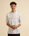 Warm White Floral Print Short Kurta